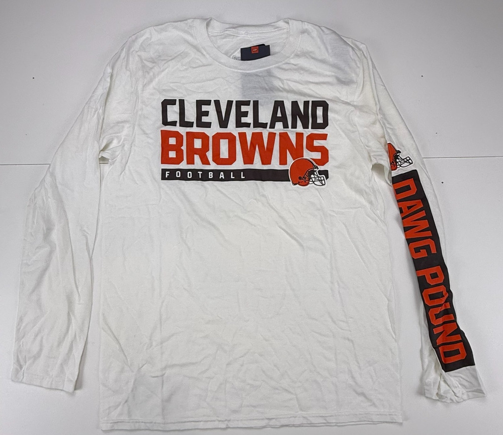 Cleveland Browns Dawg Pound Long Sleeve Shirt Mens M White Fanatics NFL NWT